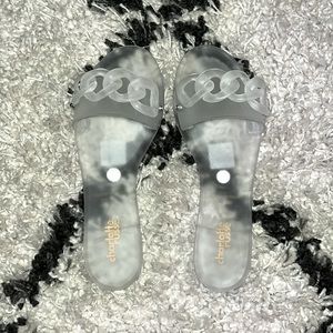 Clear one strap sandals